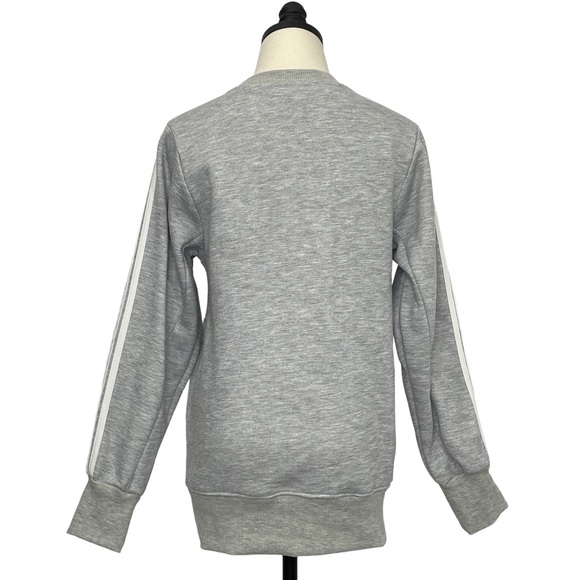 Adidas Crewneck Sweatshirt Heather Gray with White Arm Stripes and Logo Sz Med - Picture 6 of 10